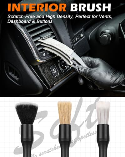 8PCS Car Interior Detailing Kit, Gifts for Men | 200g Cleaning Gel (185% More Than 70g), Ultra-Soft Detailing Brush Set with Dash Duster, Air Vent Brush & Microfiber Towel - size: 8PCS