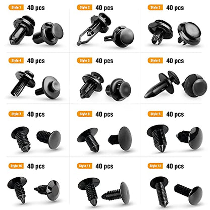 GOOACC 480PCS Bumper Retainer Clips with Fastener Remover Car Plastic Rivets Push Kit -Door Trim Panel for Toyota GM Ford Honda Acura Chrysler (Pack of 10) - color: 480Pcs Clips + Remover (Pack of 10)