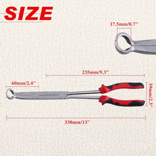 Extra Long Nose Hose Grip Pliers 13" Spark Plug Pliers Long Reach XL Pivot Ring Nose Plier Hose Removal Plier with Serrated Jaw Spark Plug Boot Puller for Hard to Reach Narrow Spaces,Large - style: Large Ring Nose