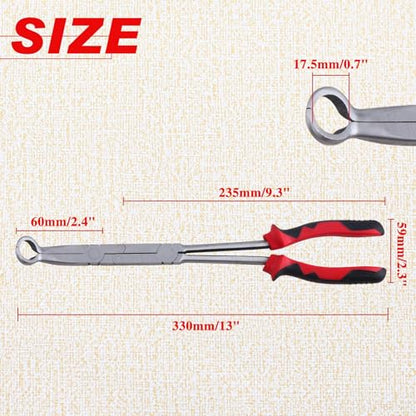 Extra Long Nose Hose Grip Pliers 13" Spark Plug Pliers Long Reach XL Pivot Ring Nose Plier Hose Removal Plier with Serrated Jaw Spark Plug Boot Puller for Hard to Reach Narrow Spaces,Large - style: Large Ring Nose