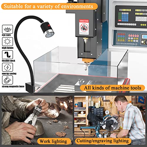 12T Magnetic Work Light, Led Machine Light, 23inFlexible Gooseneck lamp with Strong Magnetic Basefor Lathe Milling Drill Press Industrial Lighting 120V - color: 12T StrongMagnetic Base,9W, 23.6"