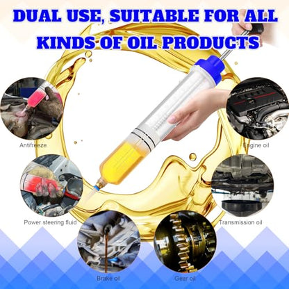 Lothee 2 Pack 500cc Automotive Fluid Extractor Pump Oil Extractor Hand Syringe Pump with Hose Manual Suction Vacuum Fuel Car Transfer for Power Steering, Hydraulic Fluid(Blue) - color: Blue