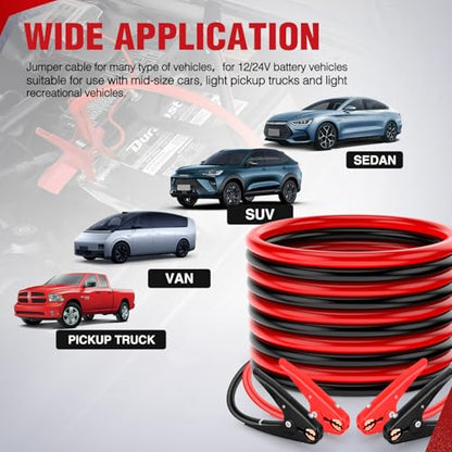 Nilight Jumper Cables for Car Battery 2 Gauge 25 FT Booster Cable Heavy Duty 800 A CCA with Carrying Bag Jump Start Emergency Kit Pickup Truck RV Vans SUV - size: 2 Guage 25 FT