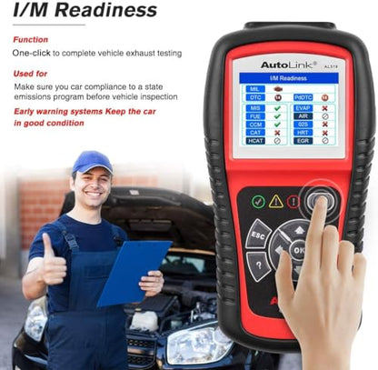 Autel AutoLink AL519 OBD2 Scanner, Professional Mechanic OBDII & CAN Car Diagnostic Scan Tool, Code Reader for Check Engine Light, One-Click Smog Check, DTCs Lookup, Upgraded Ver. of AL319/ MS309 - color: Red