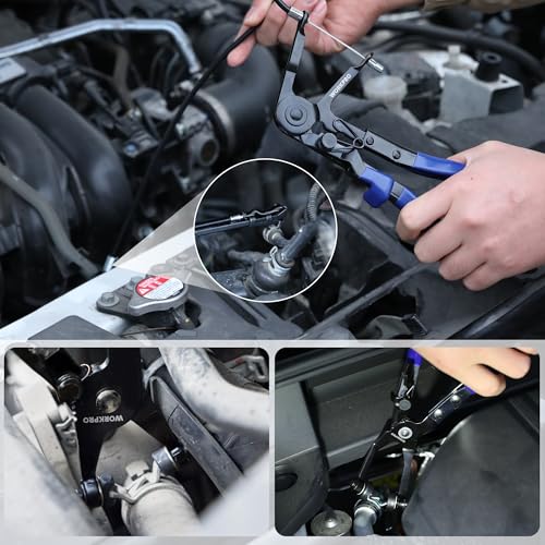 WORKPRO 3-Piece Hose Clamp Pliers Set with Pouch - 27" Long Reach Wire Spring Hose Clamp Plier & Angled Spring Clamp & Flat Band Pliers for Removal, Installation of Ring - style: 3-Piece with Pouch
