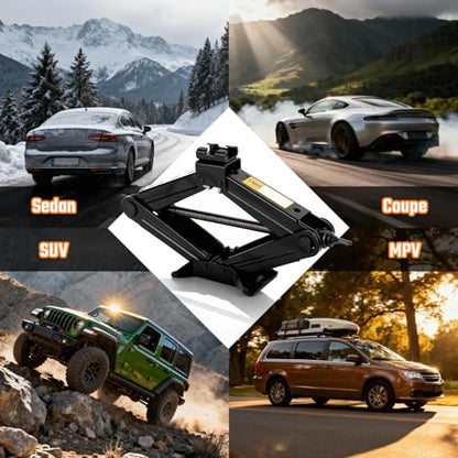 Scissor Jack Car Jack Kit, 2.5 Ton (5512 lbs) Tire Jack with Lug Wrench, Portable Emergency Spare Tire Changing Repair Kit, Scissor Jack Kit, Universal Vehicle Scissor Lift Jacks for SUV