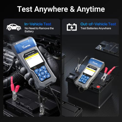 Car Battery Tester with Printer VDIAGTOOL BT600, 6V 12V 24V Automotive Load Tester for Lead-Acid & Lithium, Auto Alternator Starter Charging System Analyzer for Car Truck Motorcycle (3 Paper Rolls)
