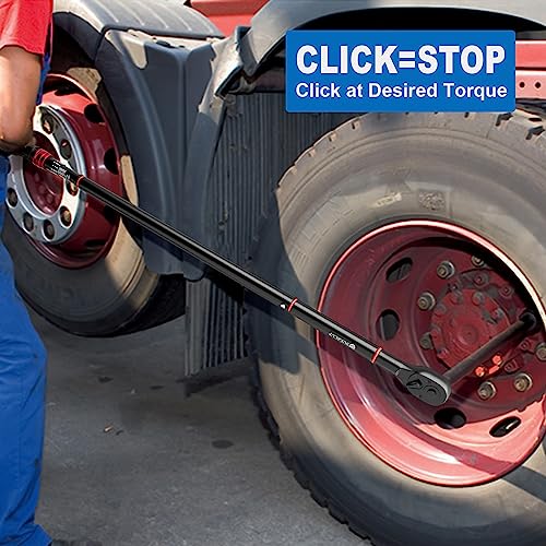 SUERCUP 3/4-inch Drive Click Torque Wrench, 100-850ft.lb/135.5-1151.8Nm | ±3% Accuracy, Heavy Duty Torque Wrench, Professional, Dual Direction Adjustable, 48-Tooth, for Truck & Tractor Maintenance - size: 3/4" 100-850Ft.Lb/135.5-1151.8N.m
