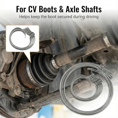 Universal Adjustable Stainless Steel CV Boot Clamp Kit - 12PCS (6 Large 50-120mm & 6 Medium 25-50mm) Heavy Duty Drive Shaft Clamps