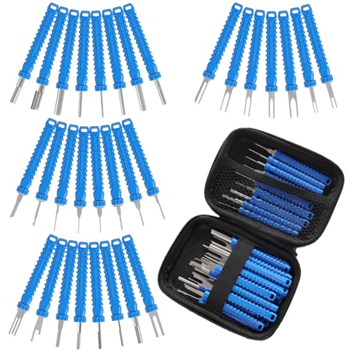 Terminal Removal Tool Kit – 31Pcs Electrical Pin Extractor Tools | Connector Depinning Tool Kit for Automotive, Motorcycle, and Electronics Repair with Protective Case, Blue - color: Blue, size: Protective Case
