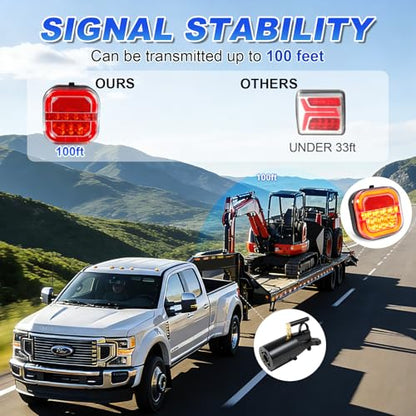 Agrieyes Halo Wireless Trailer Lights, 2 Mounting Options Magnetic Trailer Light for Towing, Portable LED Tow Lights Kit for Trucks, Boat, RV - color: Bright Red