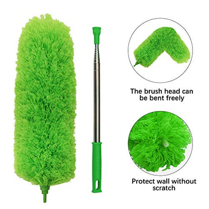 DELUX Microfiber Feather Duster Extendable Duster with 100 inches Extra Long Pole, Bendable Head & Long Handle Dusters for Cleaning Ceiling Fan, High Ceiling, Blinds, Furniture & Cars Green - color: Green