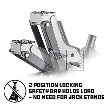Powerbuilt Xtra Low Profile Floor Vehicle Jack with Safety Bar, Extra Low Car Jack - 2 Ton Load Capacity 620479E, Silver - size: 2 Ton, Xtra Low Profile