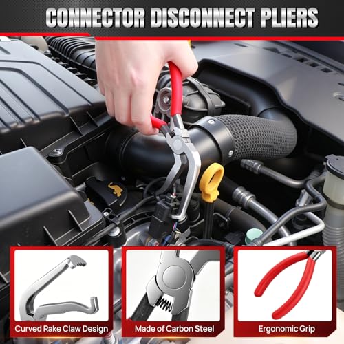 5PCS Electrical Disconnect Pliers Kit-Electrical Connector Removal Tool,Automotive Hose Clamp Pliers with Storage Case Hose Clip Removal Tool for DIY Car Owners,Car Repair & Maintenance