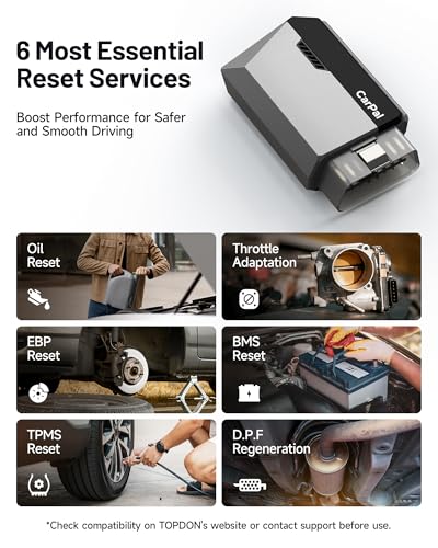 TOPDON Carpal-US OBD2 Code Reader Bluetooth, All System OBD2 Scanner for iOS & Android, Vehicle Health Check, 6 Maintenance Services, Smog Check, Repair Guide, 1 Year Free Update