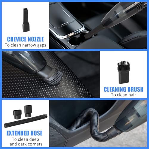 Car Cleaning Kit, Car Vacuum Interior Detailing Cleaner Kit with High Power Handheld Vacuum, Brush Set, Windshield Tool, Duster, Towels, Complete Car Care Tools for Women (Blue) - color: Blue