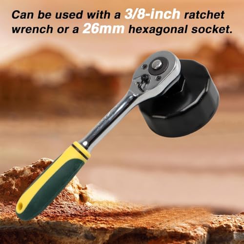 EVRBUL 67mm 14 Flutes 3/8’’ Drive Oil Filter Cap Removal Socket Tool Oil Filter Wrench Oil Filter Cap Spanner to Change Oil Filter Compatible with Subaru 15208AA160 15208AA100 Oil Filter Housing