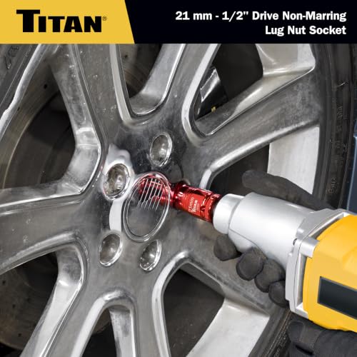 Titan 21093 1/2-Inch Drive x 21mm Non-marring Impact Deep Lug Nut Socket - size: 21mm
