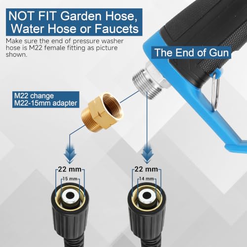 FIXFANS Pressure Washer Gun with Mini Foam Cannon, Dual Connector Accessory, Car Wash Foam Gun Kit - No-Dilution Foam Cannon Pro 100ML, 5 Power Washer Nozzle Tips & M22 Adapter, 1/4" Quick Connect - size: 100ML