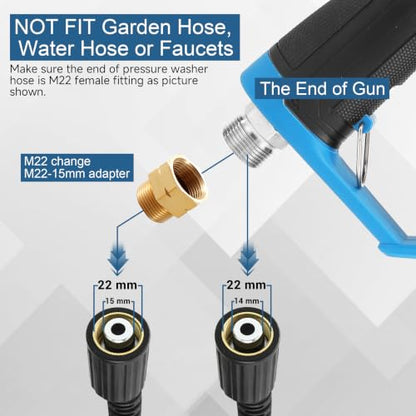 FIXFANS Pressure Washer Gun with Mini Foam Cannon, Dual Connector Accessory, Car Wash Foam Gun Kit - No-Dilution Foam Cannon Pro 100ML, 5 Power Washer Nozzle Tips & M22 Adapter, 1/4" Quick Connect - size: 100ML