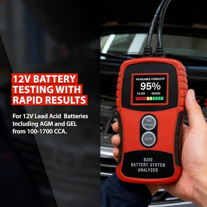Battery, Charging, & Starting System Diagnostic Tester for 12V & 24V Systems – Digital Analyzer for Automotive Starter, Alternator, Regulator & Diode Ripple – B200 by Tech Professional Service Tools - style: B200