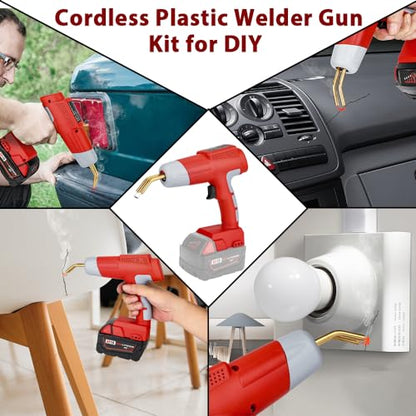Choerinton Plastic Welder Compatible with Milwaukee 18V Lithium Battery, with 600PCS Staples, Pure Copper Transformer, Rapid Heating, Plastic Welding Kit for Car Bumper, Dashboard & Repair(No Battery) - color: For Milwaukee Battery