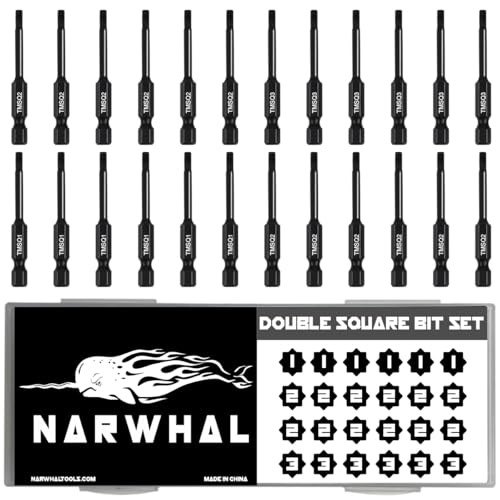 Narwhal 8 Point Star Bit Set for Trailers (24 Pack Double Square - CR-MO Steel) 8 Point Torx Bits in The Following Sizes #1 x6, #2 x12, and #3 x6 for Trailers, RVs, and More - style: Double Square