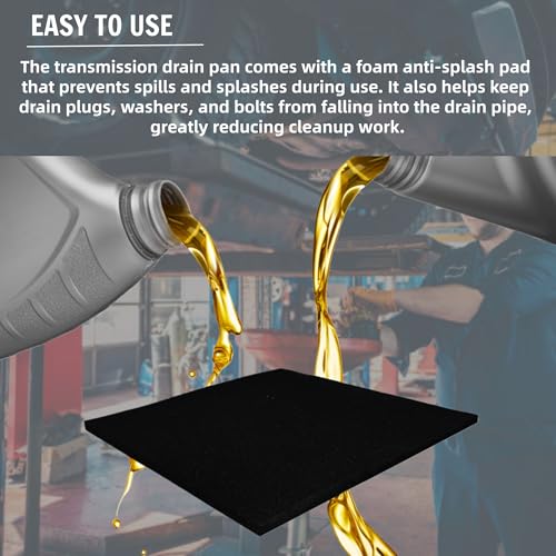 Transmission Drain Pan Kit – Compatible with Lisle 17892 – Includes Oil Change Pan & 2 Pcs 22" No-Spill Splash Pads – Heavy-Duty No-Spill Plastic Oil Change Tray for Car, Truck, Garage Use - color: 1 Pcs Pan + 2 Pcs Pads