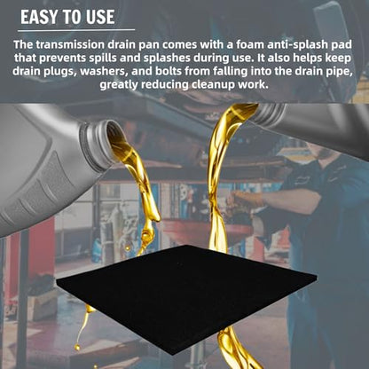 Transmission Drain Pan Kit – Compatible with Lisle 17892 – Includes Oil Change Pan & 2 Pcs 22" No-Spill Splash Pads – Heavy-Duty No-Spill Plastic Oil Change Tray for Car, Truck, Garage Use - color: 1 Pcs Pan + 2 Pcs Pads