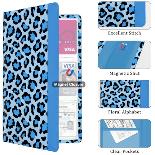 Car Registration and Insurance Holder, with Magnetic Closure for License, Cards and Documents, All Vehicle Needs and Car Accessories (Leopard-Blue) - color: Leopard-Blue