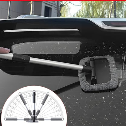BESULEN Car Windshield Cleaning Tool, Extendable Handle Vehicle Window Cleaning Kit with 3 Reusable Pads, Automotive Interior & Exterior Windscreen Cleaner, Universal for SUV RV Truck (Rectangle) - size: Rectangle