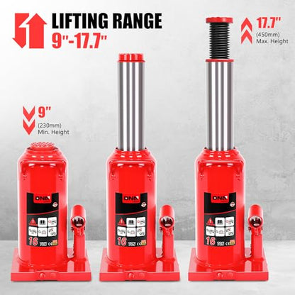 DNA Motoring 16 tons / 32000 lbs Lifting Automotive Welded Hydraulic Bottle Jack for Repair Vehicle, Pickup, Truck, w/Manual Handle, Red,TOOLS-00361 - color: red, style: 16 ton