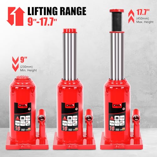 DNA Motoring 16 tons / 32000 lbs Lifting Automotive Welded Hydraulic Bottle Jack for Repair Vehicle, Pickup, Truck, w/Manual Handle, Red,TOOLS-00361 - color: red, style: 16 ton