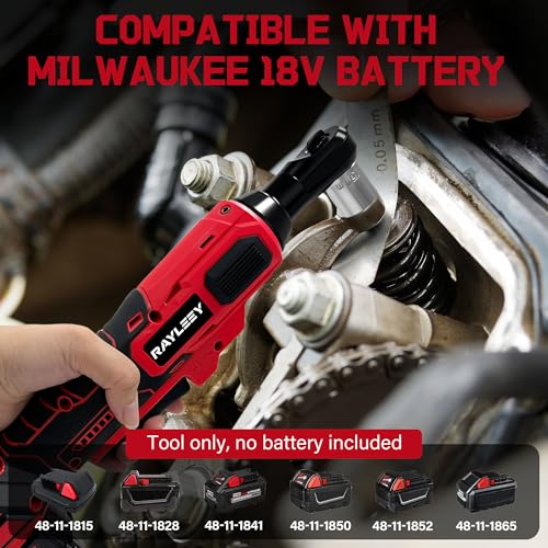 3/8" Cordless Ratchet Wrench for Milwaukee 18V Battery, 45 Ft-lbs(60 N.m) Power Electric Ratchet Tool Kit, Variable Speed Control, 7 Sockets, 1/4"Adapter & 3" Extension Bar (Tool Only)