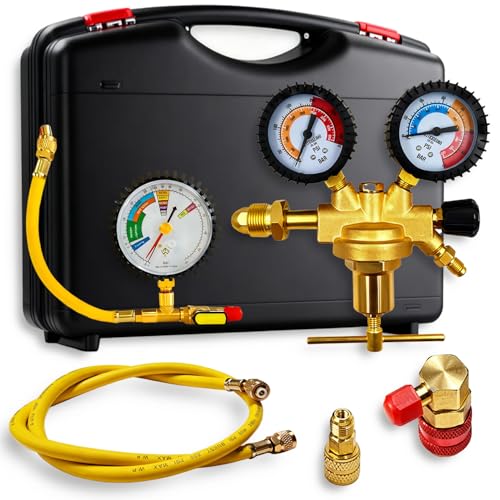53010 Automotive/HVAC Pressure Tester Kit, Nitrogen Pressure Testing Tools | Includes 53001 nitrogen pressure regulator, leak testing adapter 53042, charging hose, r134a adapter, r410a adapter