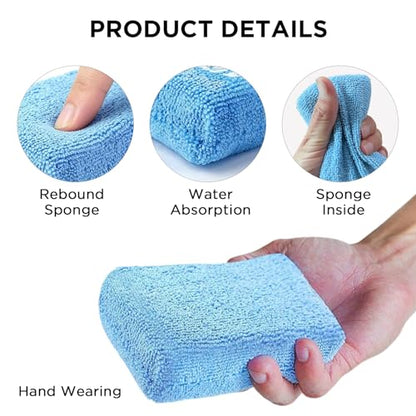 Autocare 10 Pack Car Wax Applicator Pad Rectangle Foam Premium Grade Microfiber Applicator Pads