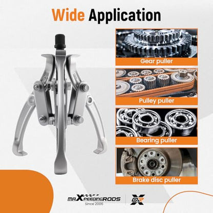 maXpeedingrods 3" 4" 6" 8" Gear Puller Set, 2 Jaw & 3 Jaw Bearing Puller Kit with Ratchet Wrench, 72pcs Reversible Jaw Gear Pulling Tool for Internal External Bearing Gear Pulley Flywheel Removal - style: 2/3 Jaw Puller W/Wrench