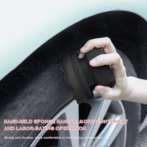 2PCS Tire Shine Applicator Pad, 3.15 Inch Car Detailing Foam Hex-Grip Tire Shine Sponge, Reusable Contoured Dressing Applicator for Automotive Wheel Care, Car Accessories (Black, Small) - size: Small
