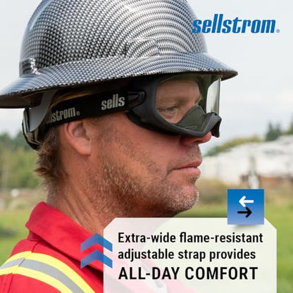 Sellstrom Odyssey II Wildland Fire Safety Goggles - Anti-Fog, Anti-Scratch Eye Protection Goggles for Men & Women - FR Strap, fits over Glasses, ANSI Z87.1 - style: Clear Lens