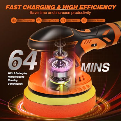Saker Cordless Buffer Polisher, 6 Inch Fast Charging Portable Car Polishing Kit with 2PCS 12V 2000mAh Batteries, Polisher for Car Detailing Polishing Waxing - size: Buffer Polisher+2 Batteries