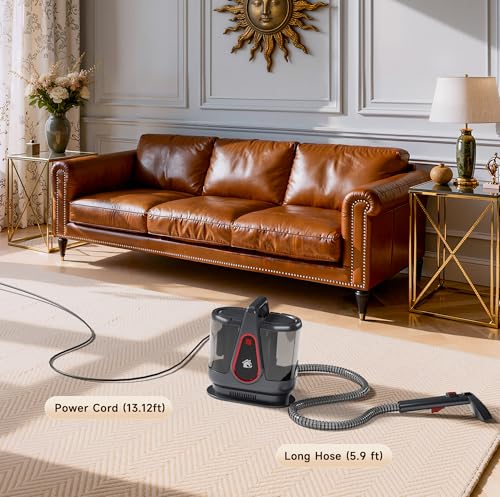 WURESE Portable Carpet Cleaner Machine, 17KPa Powerful Upholstery & Spot Cleaner for Pet Stains, Couches, Stairs & Car Seats – Handheld Deep Cleaner with Self‑Cleaning System & 2 Brushheads, FogGray - color: FogGray
