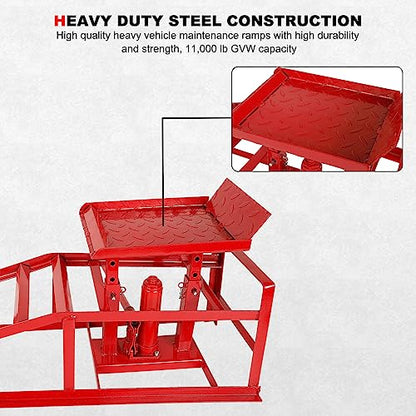 2 Pack Hydraulic Car Ramps 5T 10000lbs Low Profile Car Lift Service Ramps Truck Trailer Garage,Height Hydraulic Vehicle Ramps (Red) - color: Red, size: 2 Pack