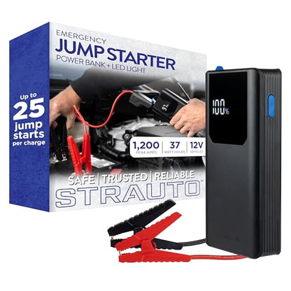 Car Battery Jump Starter, 12V Portable Jump Starter Battery Pack, Jumper Cables, Storage Case, USB-A/USB-C Cable, Rechargeable, Power Bank, Emergency Flashlight, 1200A Peak Current, 83603