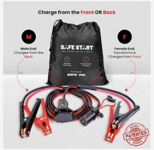 Safe Start Jumper Cable | Heavy Duty Jumper Cables for Trucks, SUV | Self Rescue Car Jump Starter | Quick Connect, Built-in Lights, Portable | Prioritizing Safety | 6 Gauge Wire, 12 Ft. - size: 7-Pin Easy Cables