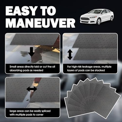10PCS 13"x10.1" Car Oil Absorbent Pads,Reusable Cars Oil Mat for Absorbing Oils and Various Fluids,Essential Cars Oils Spill Mat Car Accessories for Workshop/Garage