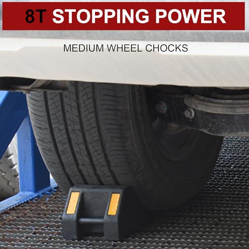 OrangeStar Rubber Wheel Chocks, Tire Chock w/Handgrip for Car, RV, Travel Trailer, Camper Accessory (8 Packs - size: 6.6"x4.8"x4"- 8 Packs