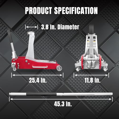 Big RED 3 Ton Floor Jack,Full Aluminum Ultra Lightweight Low Profile Car Jack with Dual Piston Quick Lift Pump,Hydraulic Racing Floor Jack for Vehicle,6,000 lb Capacity,Red,TAM830003XL - size: 3 Ton RED, style: Aluminum
