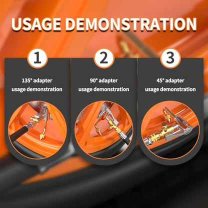 GASHER 5Pcs 5.9in Tire Valve Extenders, Valve Stem Extension with 45°/90°/ 135°Angles & Tire Inflator Hose Adapter - size: 150mm