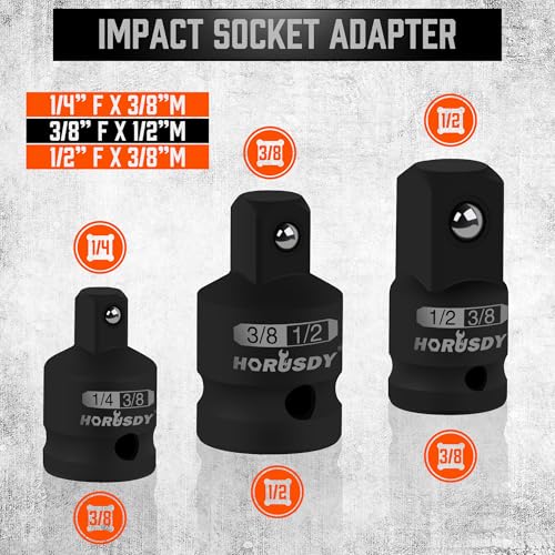 HORUSDY 12Pcs Socket Extension Set, 1/4", 3/8" and 1/2" Impact Drive Socket Extension, Socket Adapters, Drive Tool Accessory, CR-V Steel - style: 12-PCS Extension Set