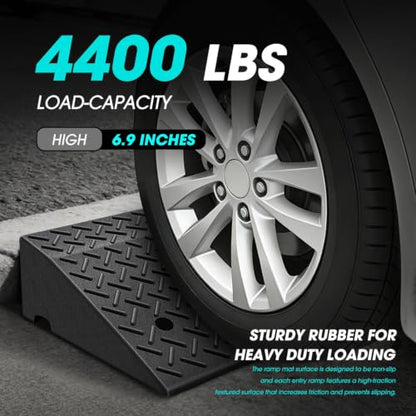 DNA Motoring 6.9" Rise Rubber Curb Ramp Heavy Duty Loading Driveway Ramp Threshold Ramp 39" W x 19.5" D x 6.9" H for Loading Dock, Warehouse, Motorcycles, Cars, TOOLS-00653 - style: 6.9 in